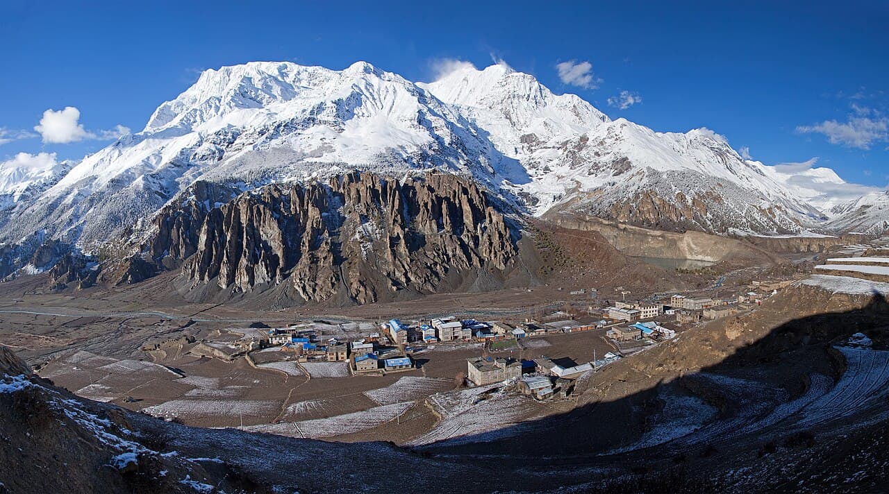 The Annapurna Circuit trail in the Nepal Himalaya